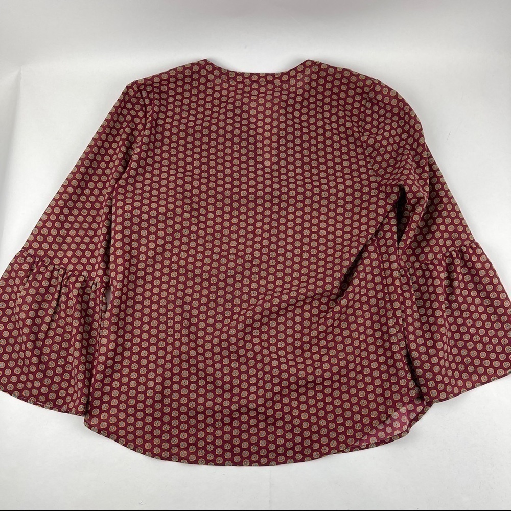 J Crew Blouse Womens Medium Red Blue Yellow Vneck Long Sleeve - Picture 9 of 9